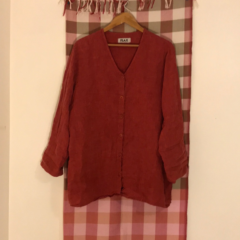 FLAX red linen oversized tunic